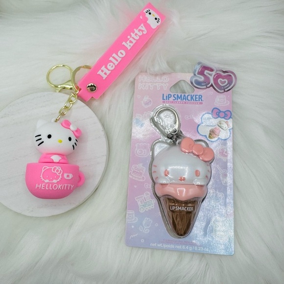 Lip Smacker Hello Kitty Lip Balm with Pink Hello Kitty Key Chain Bundle - Picture 6 of 6